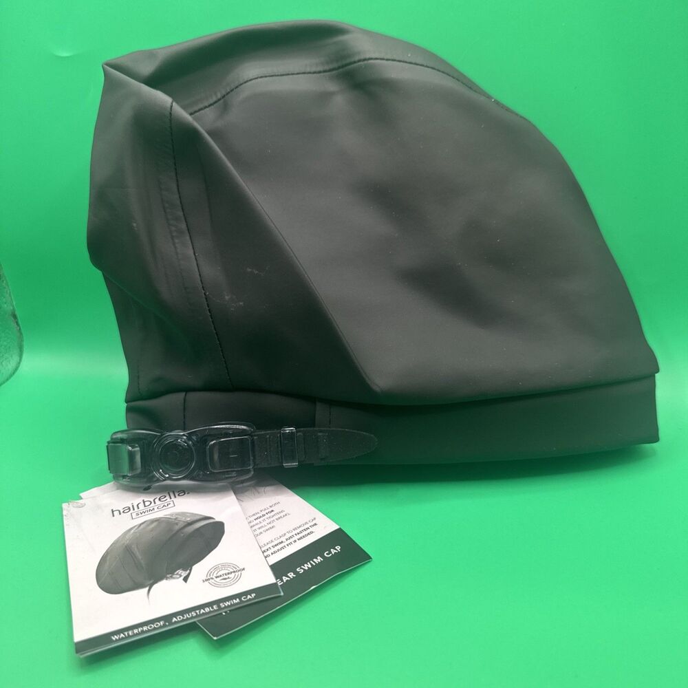Hairbrella Black Swimming Cap Adjustable OS